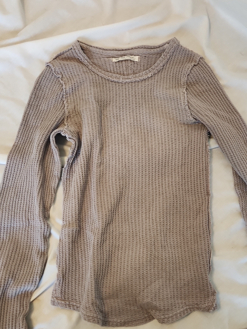 We The Free Waffle-Knit Crewneck Sweater - Taupe